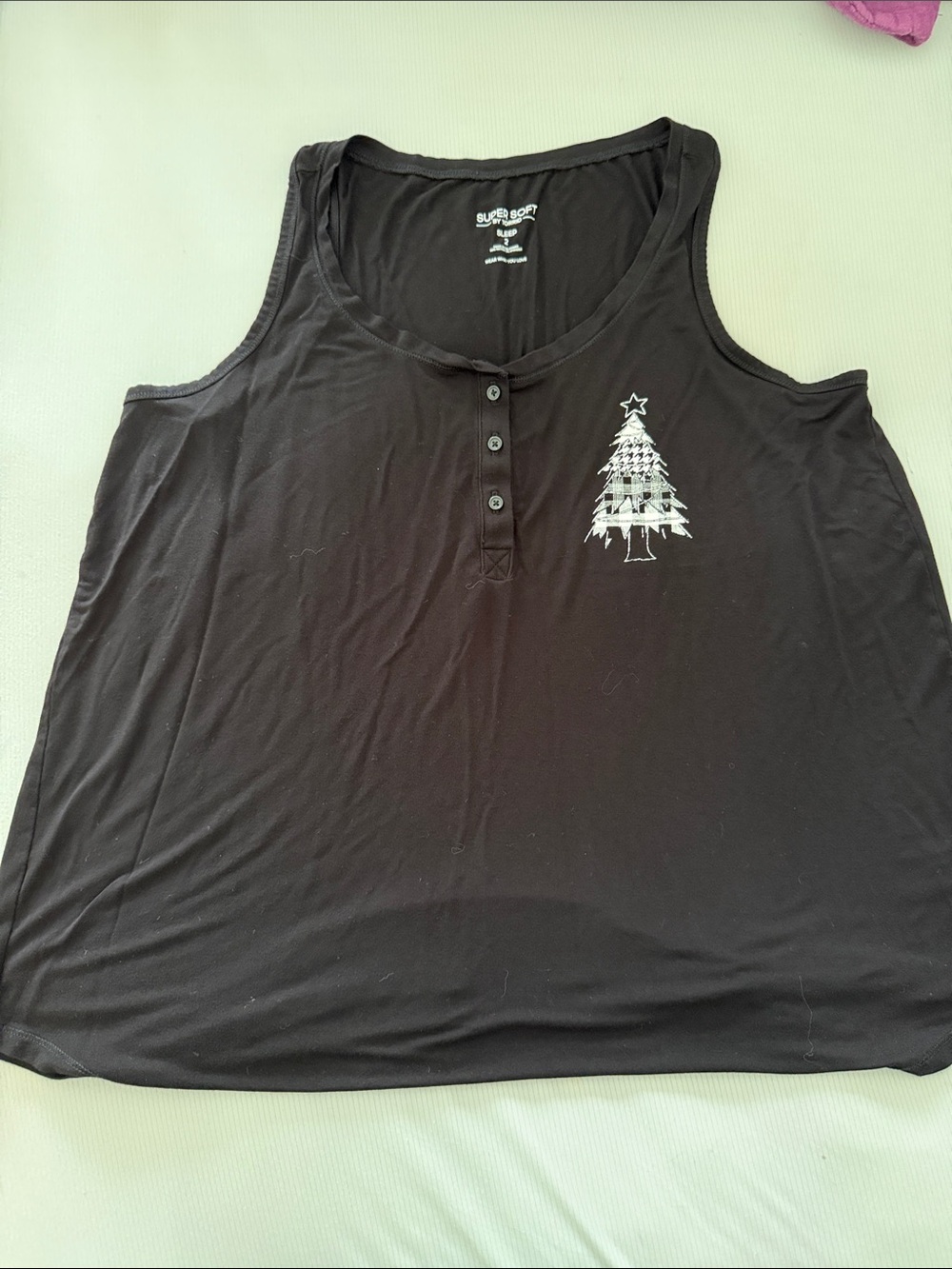 torrid Black Henley Tank with Silver Tree Graphic